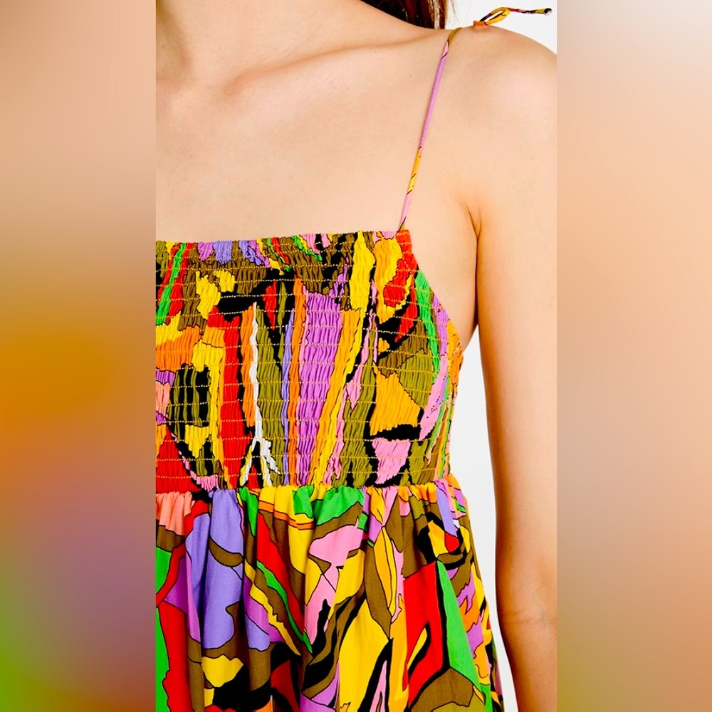 SWF Birds of Paradise Smocked Tie Strap Dress - Picture 5 of 12